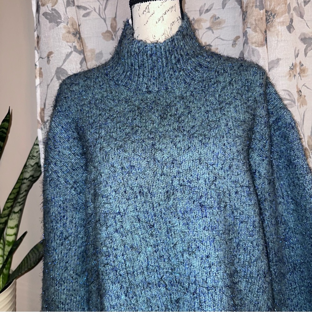 Anthropologie Blue Women's Cowl Neck Sweater - Picture 4 of 5